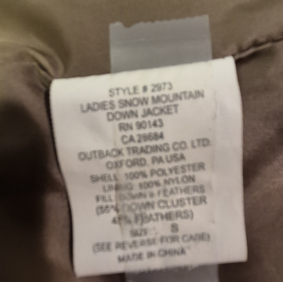 Snow Mountain Down Riding Jacket Outback Trading Company Back Gather With Flap - Picture 14 of 15